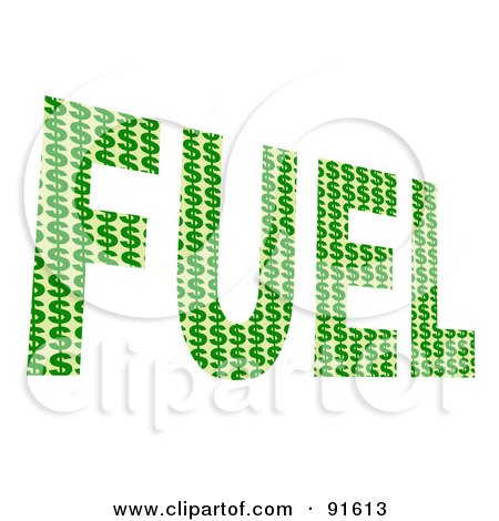 Royalty-Free (RF) Clipart Illustration of a Green Fuel Word Composed Of Dollar Symbols by Arena Creative