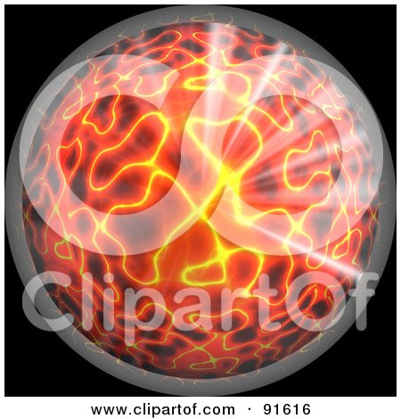Royalty-Free (RF) Clipart Illustration of a Fiery Ball Over Black by Arena Creative