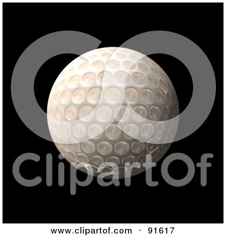 Royalty-Free (RF) Clipart Illustration of a 3d Golden Golf Ball Over Black by Arena Creative