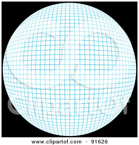 Royalty-Free (RF) Clipart Illustration of a Blue Grid Sphere On Black by Arena Creative