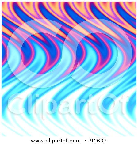 Royalty-Free (RF) Clipart Illustration of a Wavy Orange, Blue And Pink Flame Background by Arena Creative