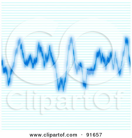 Royalty-Free (RF) Clipart Illustration of a Blue Frequency Line Over Blue by Arena Creative