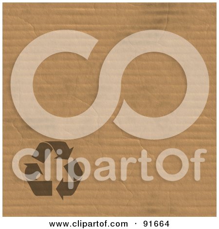 Royalty-Free (RF) Clipart Illustration of a Recycle Symbol In The Lower Left Corner Of Corrugated Cardboard by Arena Creative