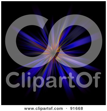 Royalty-Free (RF) Clipart Illustration of a Blue Fractal Burst With A Colorful Center Over Black by Arena Creative