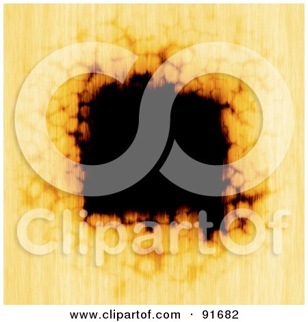 Royalty-Free (RF) Clipart Illustration of a Burnt Black Hole In Orange Paper by Arena Creative