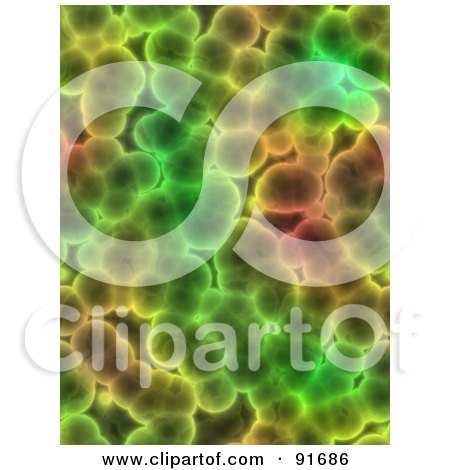 Royalty-Free (RF) Clipart Illustration of a Background Of Green And Yellow 3d Cells by Arena Creative