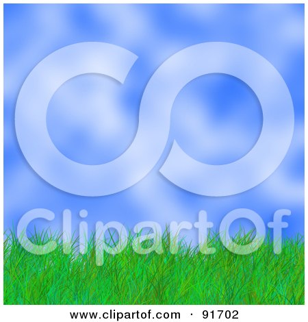Royalty-Free (RF) Clipart Illustration of a Background Of Green Grass Against A Blurry Sky by Arena Creative