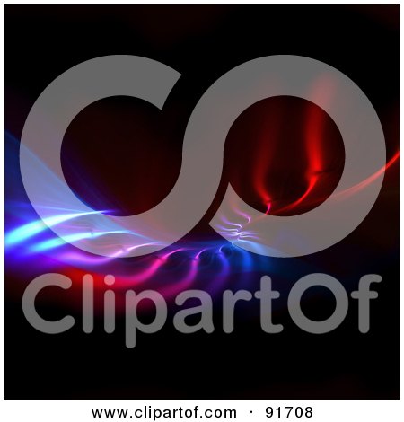 Royalty-Free (RF) Clipart Illustration of a Blue And Red Fractal Of Lights On Black by Arena Creative