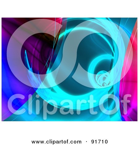 Royalty-Free (RF) Clipart Illustration of a Pink, Purple And Blue Fractal Tunnel by Arena Creative