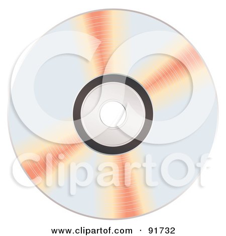 Royalty-Free (RF) Clipart Illustration of Orange Reflecting On A Shiny CD by michaeltravers