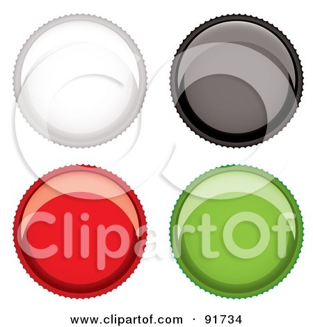 Royalty-Free (RF) Clipart Illustration of a Digital Collage Of Four Shiny Beer Bottle Cap App Buttons by michaeltravers