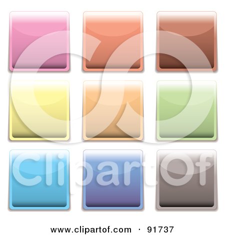 Royalty-Free (RF) Clipart Illustration of a Digital Collage Of Pastel, Shiny Square App Buttons by michaeltravers