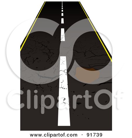 Royalty-Free (RF) Clipart Illustration of a Large Pot Hole In A Cracking Roadway by michaeltravers