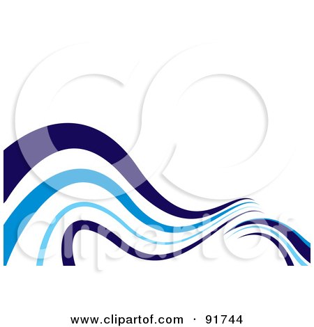 Royalty-Free (RF) Clipart Illustration of a Background Of Blue Waves On White - Version 3 by michaeltravers