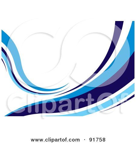 Royalty-Free (RF) Clipart Illustration of a Background Of Blue Waves On White - Version 1 by michaeltravers