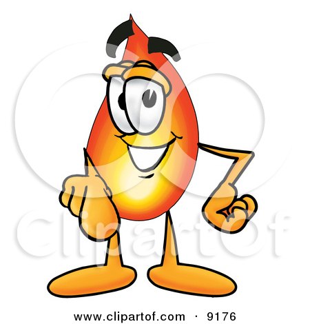 Clipart Picture of a Flame Mascot Cartoon Character Pointing at the Viewer by Mascot Junction