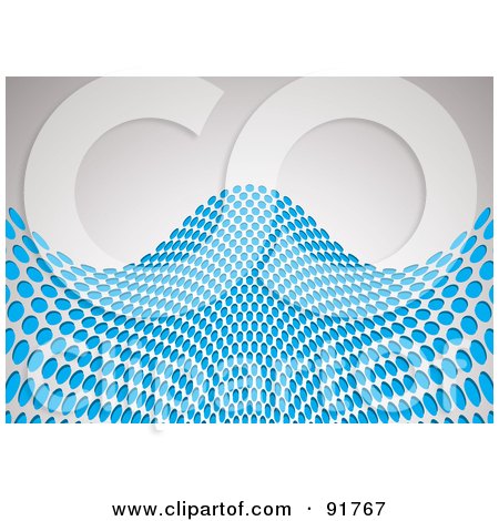 Royalty-Free (RF) Clipart Illustration of a Light Blue Wave Of Halftone Dots, Over Gray by michaeltravers