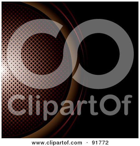 Royalty-Free (RF) Clipart Illustration of a Round Orange Halftone Section On Black by michaeltravers