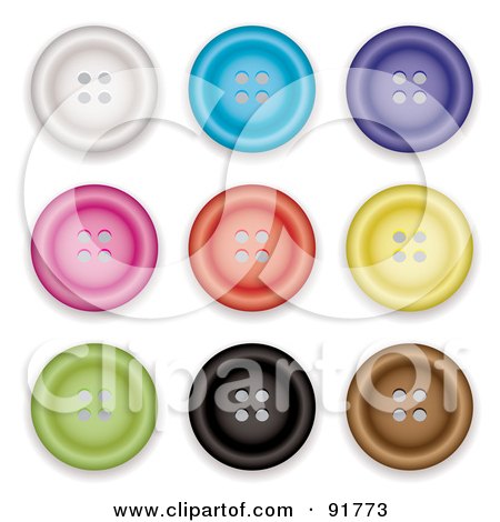 Royalty-Free (RF) Clipart Illustration of a Digital Collage Of Nine Colorful Sewing Buttons by michaeltravers