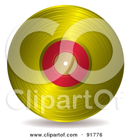 Royalty-Free (RF) Clipart Illustration of a Gold And Red Record Album by michaeltravers