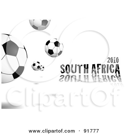 Royalty-Free (RF) Clipart Illustration of Soccer Balls And 2010 South Africa Text Over White by michaeltravers