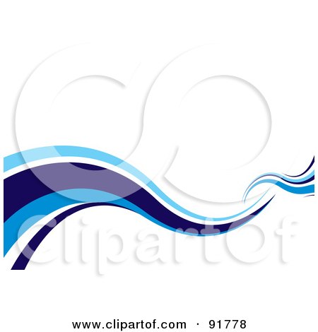 Royalty-Free (RF) Clipart Illustration of a Background Of Blue Waves On White - Version 2 by michaeltravers