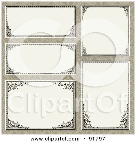 Royalty-Free (RF) Clipart Illustration of a Digital Collage Of Certificate Borders - 15 by BestVector
