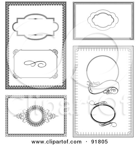 Royalty-Free (RF) Clipart Illustration of a Digital Collage Of Certificate Borders - 18 by BestVector