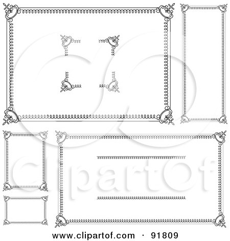 Royalty-Free (RF) Clipart Illustration of a Digital Collage Of Certificate Borders - 11 by BestVector