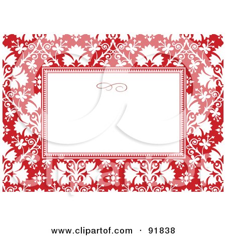 Royalty-Free (RF) Clipart Illustration of a White Text Box With A Red And White Floral Background by BestVector