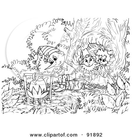 Royalty-Free (RF) Clipart Illustration of a Black And White Pinocchio Coloring Page Outline - 1 by Alex Bannykh
