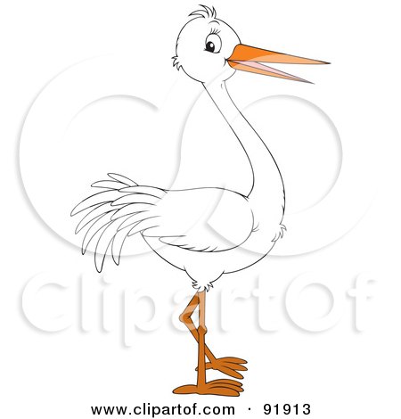 Royalty-Free (RF) Clipart Illustration of a Happy White Stork In Profile by Alex Bannykh