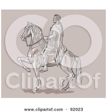 Royalty-Free (RF) Clipart Illustration of Caesar Riding On Horseback by patrimonio