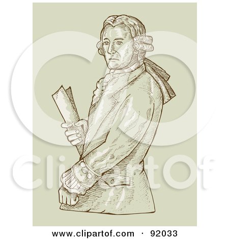 Royalty-Free (RF) Clipart Illustration of an Aristocrat Man Holding A Document by patrimonio