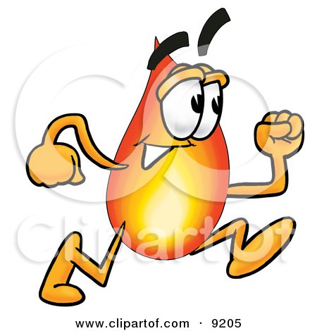 Clipart Picture of a Flame Mascot Cartoon Character Running by Mascot Junction