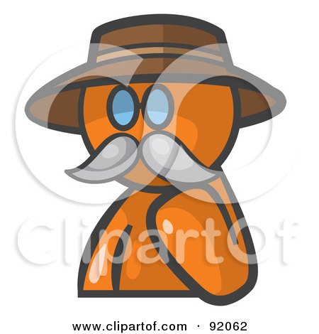Royalty-Free (RF) Clipart Illustration of an Orange Man Avatar Professor With A Mustache by Leo Blanchette