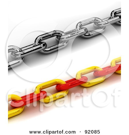 Royalty-Free (RF) Clipart Illustration of 3d Chains, One Silver, One Red And Yellow, by stockillustrations
