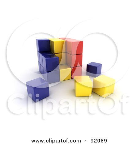 Royalty-Free (RF) Clipart Illustration of a 3d Blue, Yellow And Red Romania Puzzle Cube by stockillustrations