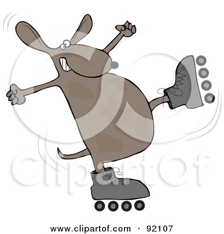 Royalty-Free (RF) Clipart Illustration of a Roller Skating Dog About To Fall by djart