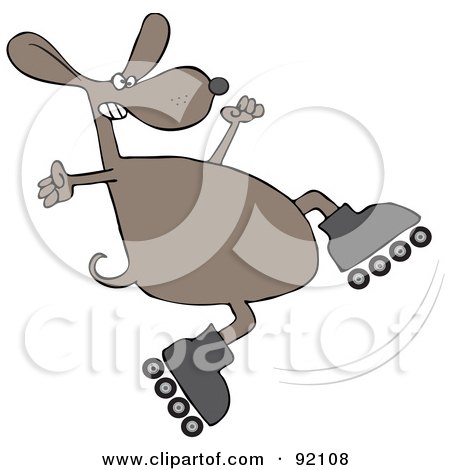 Royalty-Free (RF) Clipart Illustration of a Dog Falling While Roller Skating by djart