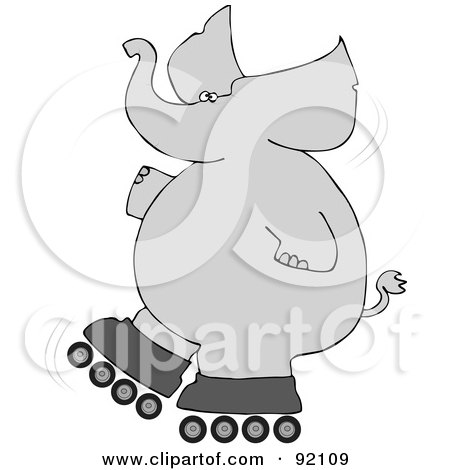 Royalty-Free (RF) Clipart Illustration of a Gray Elephant Falling While ...