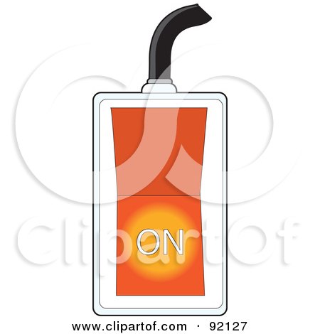Royalty-Free (RF) Clipart Illustration of an Orange Power Switch Flipped To On by Maria Bell
