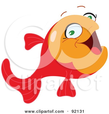 Royalty-Free (RF) Clipart Illustration of an Adorable Red And Orange Tropical Fish by yayayoyo