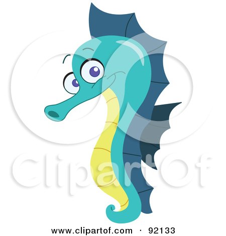 Royalty-Free (RF) Clipart Illustration of an Adorable Green Seahorse by yayayoyo