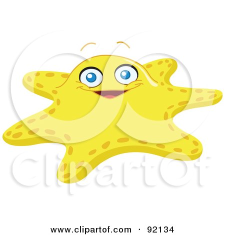 Royalty-Free (RF) Clipart Illustration of an Adorable Yellow Starfish by yayayoyo