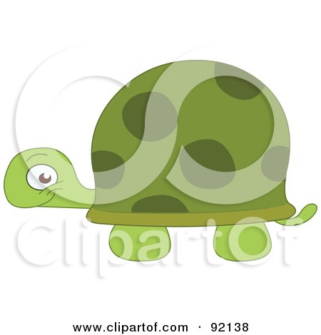 Royalty-Free (RF) Clipart Illustration of an Adorable Grinning Green Tortoise by yayayoyo