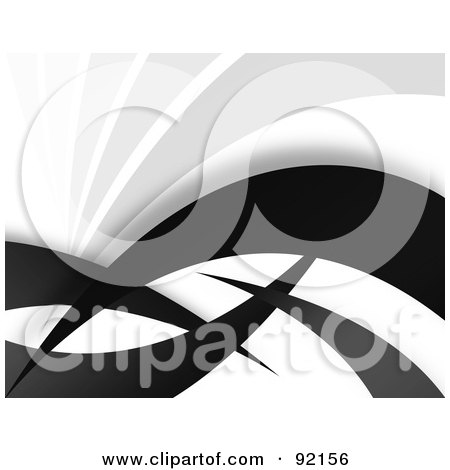 Royalty-Free (RF) Clipart Illustration of a Background Of Black And Gray Swooshes Over White by Arena Creative