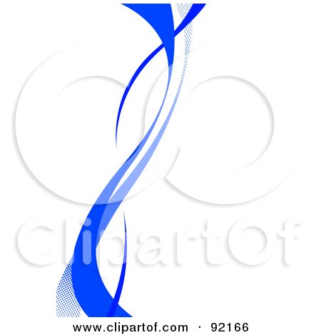 Royalty-Free (RF) Clipart Illustration of a Background Of Vertical Blue Swooshes Over White by Arena Creative