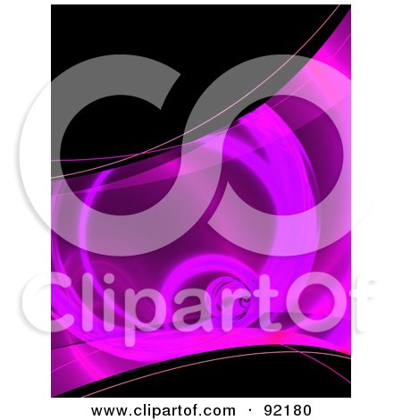 Royalty-Free (RF) Clipart Illustration of a Purple Fractal Swirl Over Black by Arena Creative
