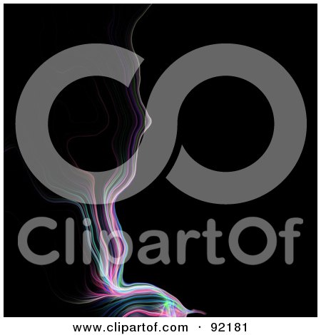 Royalty-Free (RF) Clipart Illustration of a Smokey Fractal Rising Over Black by Arena Creative
